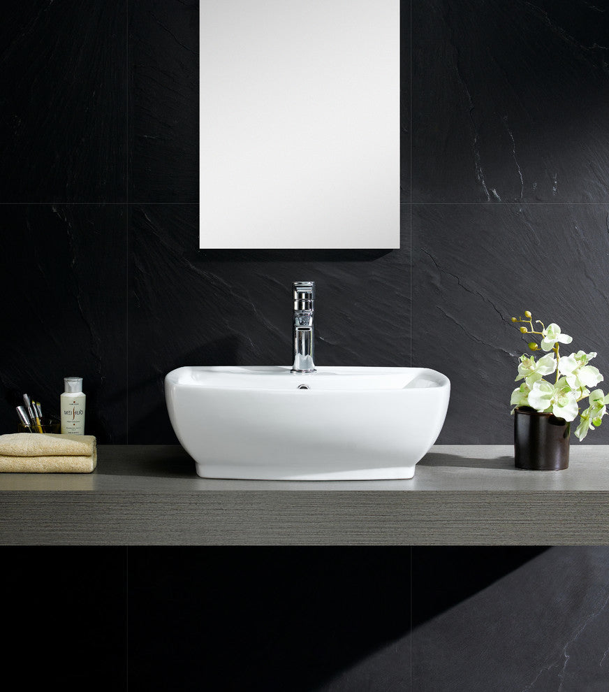 Fine Fixtures White Vitreous China Modern Vessel Sink