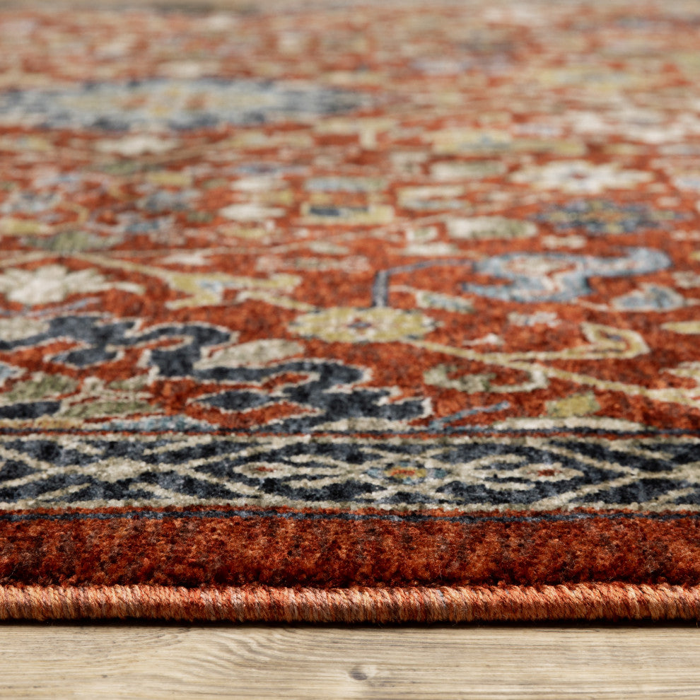 Augustus Persian Inspired Indoor Area Rug, Red, 5'3"x7'6"