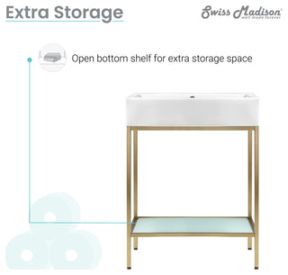 Pierre 24" Single, Freestanding, Open Shelf, Metal Frame Vanity, Gold