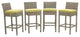 Light Gray Peridot Conduit Bar Stool Outdoor Patio Wicker Rattan Set of 4