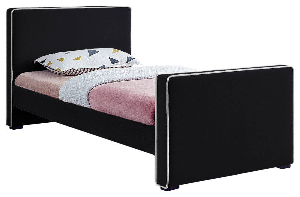 Dillard Velvet Upholstered Bed, Black, Twin