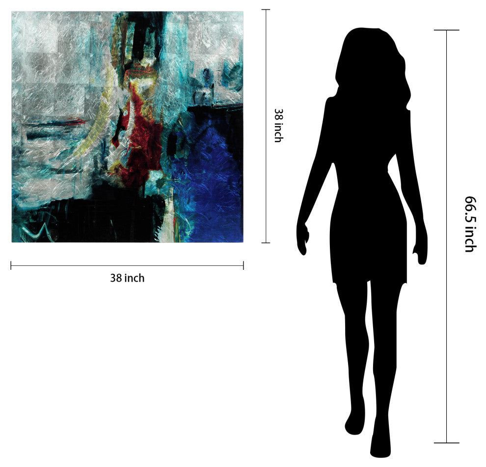 "Interplay Abstract I" Wall Art Reverse Printed Tempered Glass With Silver Leaf