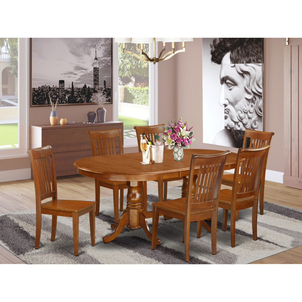 Plpo7-Sbr-W 7-Piece Dining Room Set For 6-Dining Table And 6 Dining Chairs