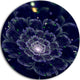 Dark Blue Fractal Flower Digital Art, Floral Disc Metal Artwork, 23"