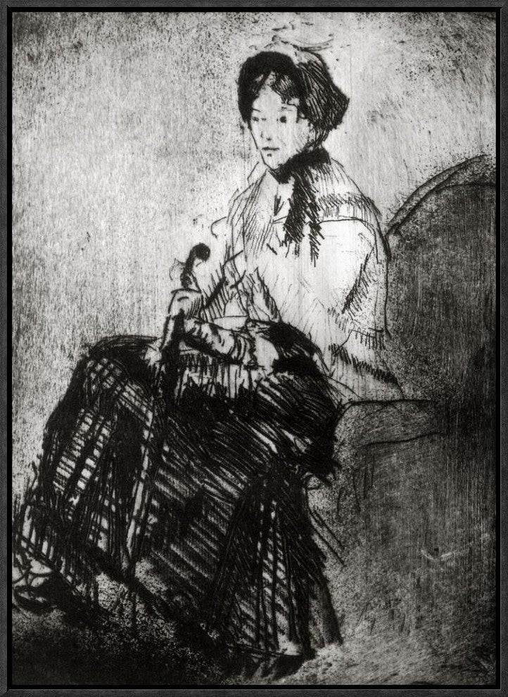 "The Umbrella 1879" Framed Canvas Giclee by Mary Cassatt, 17x23"