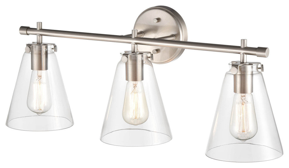 3 Light 27" Brushed Nickel Bathroom Vanity Light