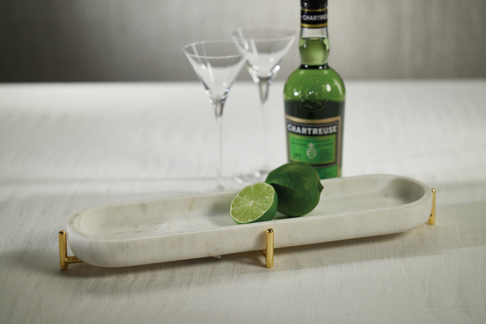 Pordenone Marble Tray on Metal Stand, Large