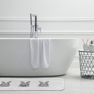 24" x 17" Bunny Triplets Bathmat, Dark Cobalt Blue