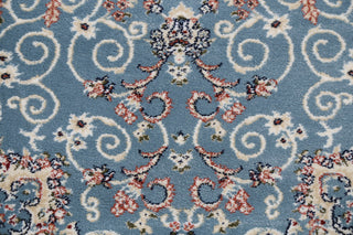 Light Blue Floral Medallion Transitional Turkish Rug Oriental Carpet 3x10