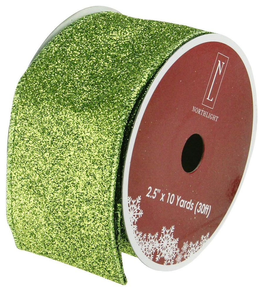 Lime Green Solid Wired Christmas Craft Ribbon