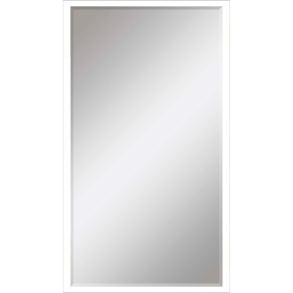 Framed Beveled Mirror, White, 32"x74"