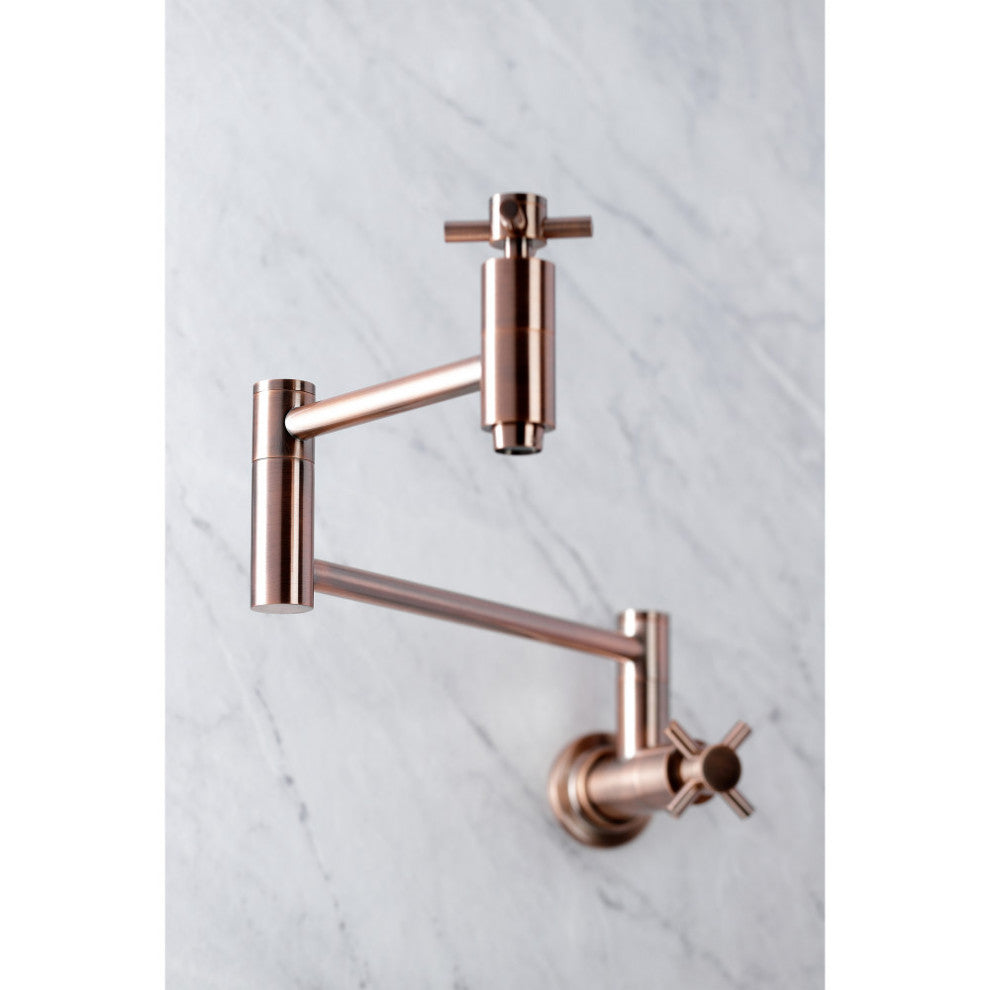 KS810DXAC Concord Wall Mount Pot Filler Kitchen Faucet, Antique Copper