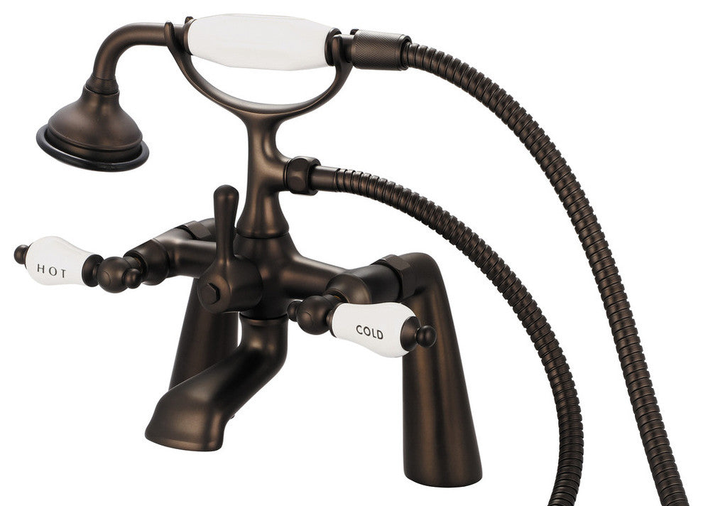 Vintage Classic Deck Mount Tub Faucet With Handshower, Oil Rubbed Bronze Finish
