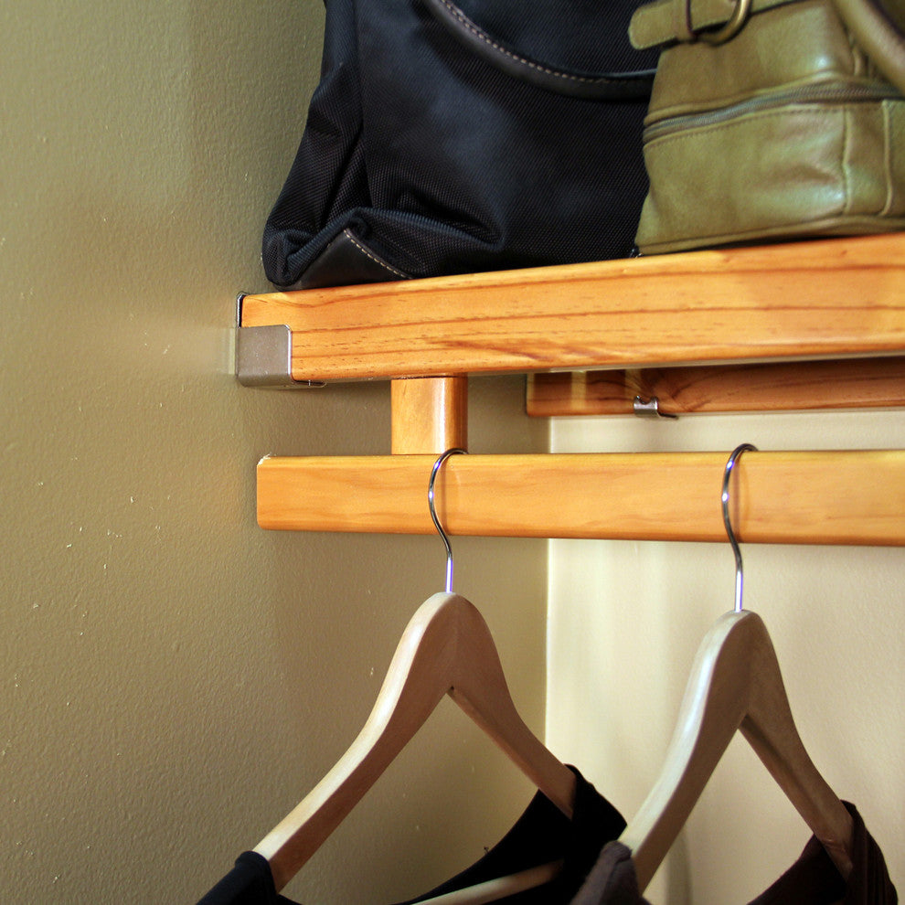 Solid Wood Reach-In Closet Organizer with hanging, Honey Maple