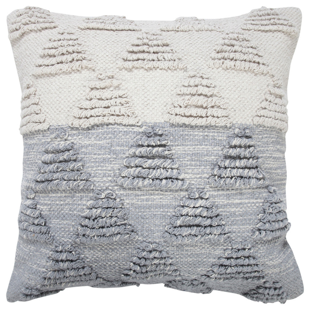 Ox Bay Handwoven Gray/White Geometric Organic Cotton Pillow Cover, 20"x20"