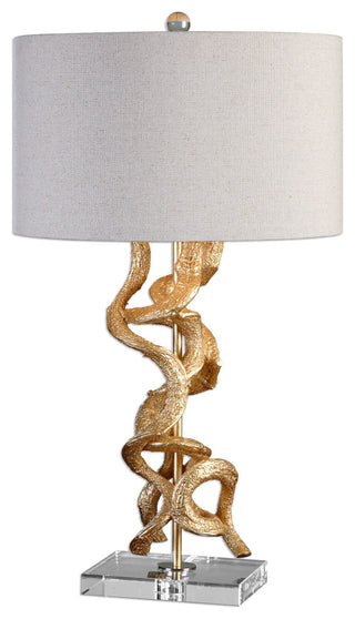 Uttermost Twisted Vines Modern Crystal and Metal Table Lamp in Gold/Oatmeal