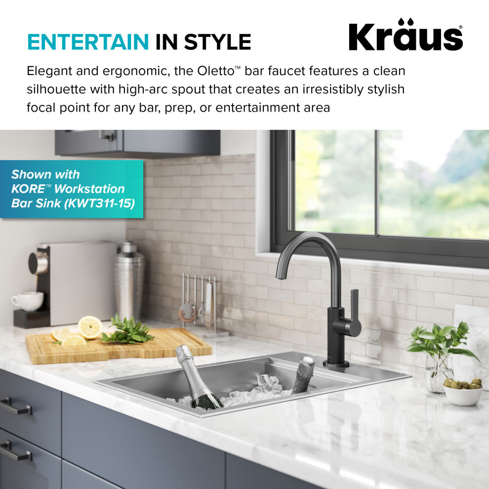 Oletto 1-Hole Kitchen Bar Faucet Matte Black