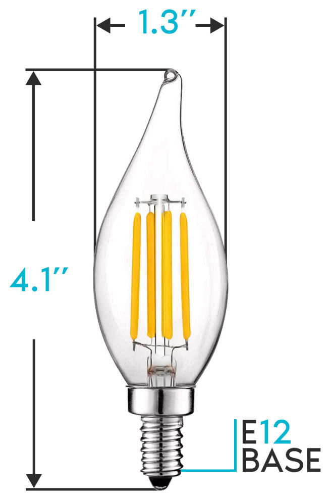 Luxrite Candelabra LED Bulb Warm White 5W Dimmable E12 24 Pack