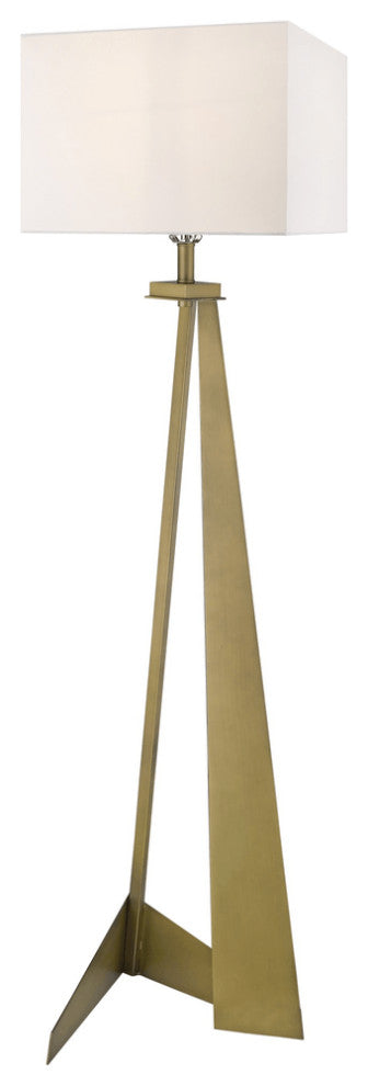 60" Brass Traditional Shaped Floor Lamp With White Novelty Shade