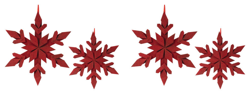 Fir Wood Snowflake Ornament, Set of 4