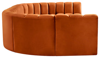 Arc Velvet Upholstered 8-Pc. U-Shaped Modular Sectional, Cognac