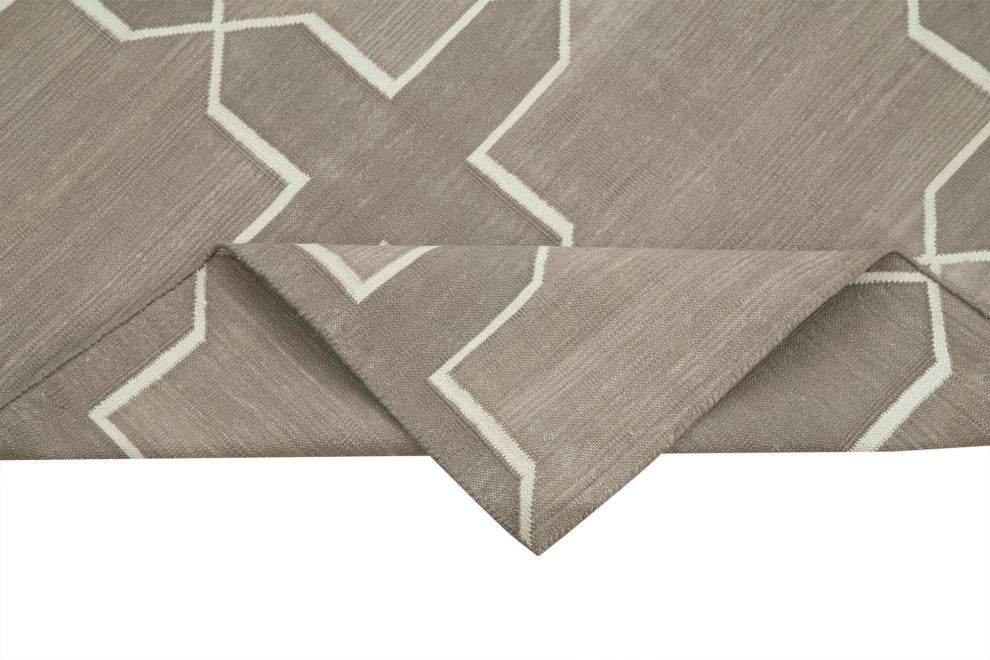 Rug N Carpet - Handmade Wool 3' 8'' x 5' 7'' Modern Design Dhurrie Kilim Rug
