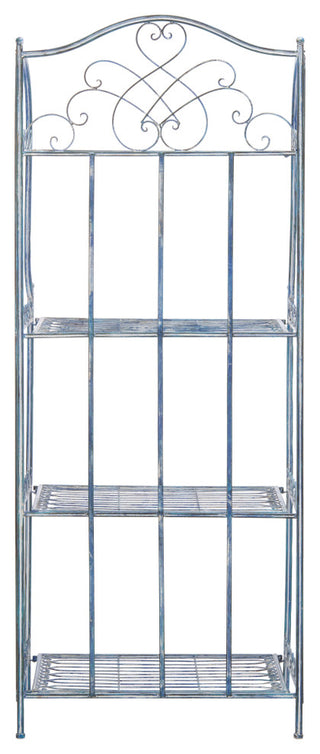 Safavieh Amaris Wrought Iron 4-Tier Outdoor Baker's Rack, Antique Blue
