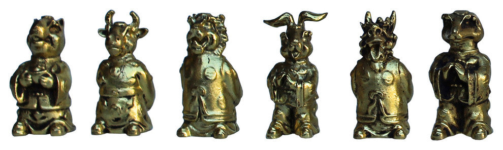 Set of 12 Chinese Animal Zodiac Metal Miniature Figures Hcs4819