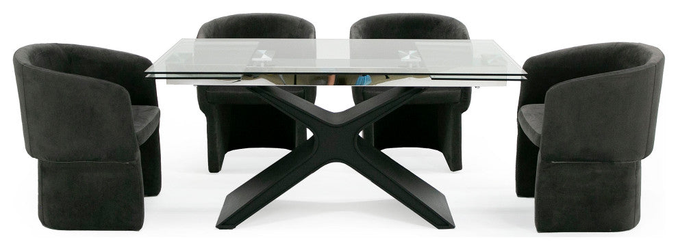 Modrest Vassar Modern Grey Velvet Dining Chair