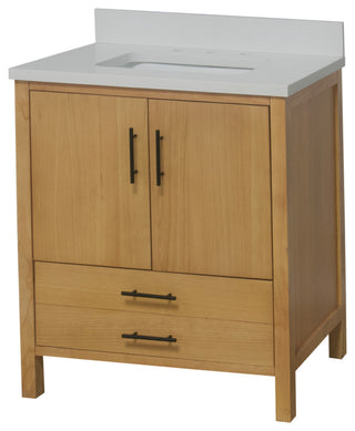 California 30" Bathroom Vanity, Blonde, Matte White