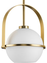 Delayne Collection 12.37" 1-Light Brushed Bronze Etched Opal Pendant Light