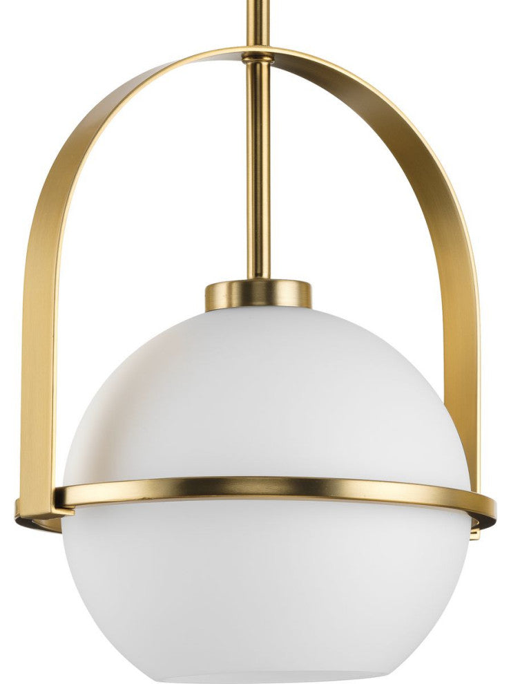 Delayne Collection 12.37" 1-Light Brushed Bronze Etched Opal Pendant Light