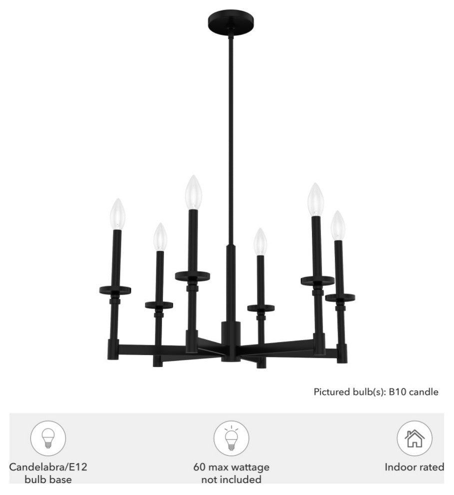 Briargrove Matte Black 6-Light Single Tier Chandelier