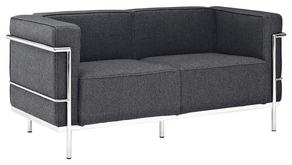 Modern Contemporary Living Room Loveseat and Sofa 2-Piece Set Dark Gray