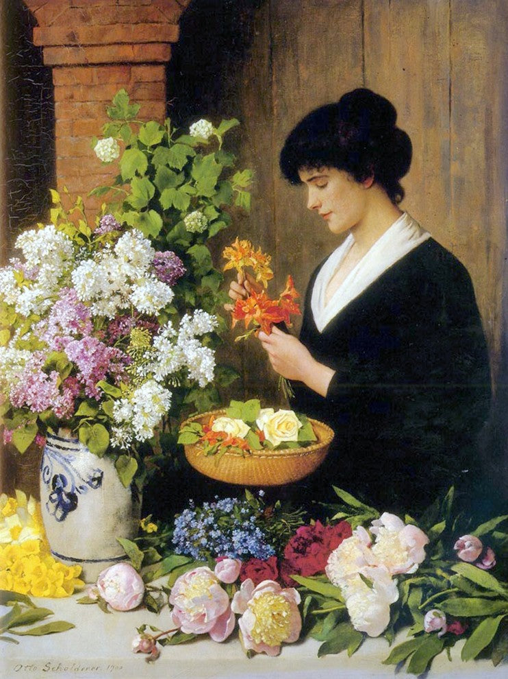 Tile Mural The Flower Arrangement By Otto Scholderer, 6"x8", Matte