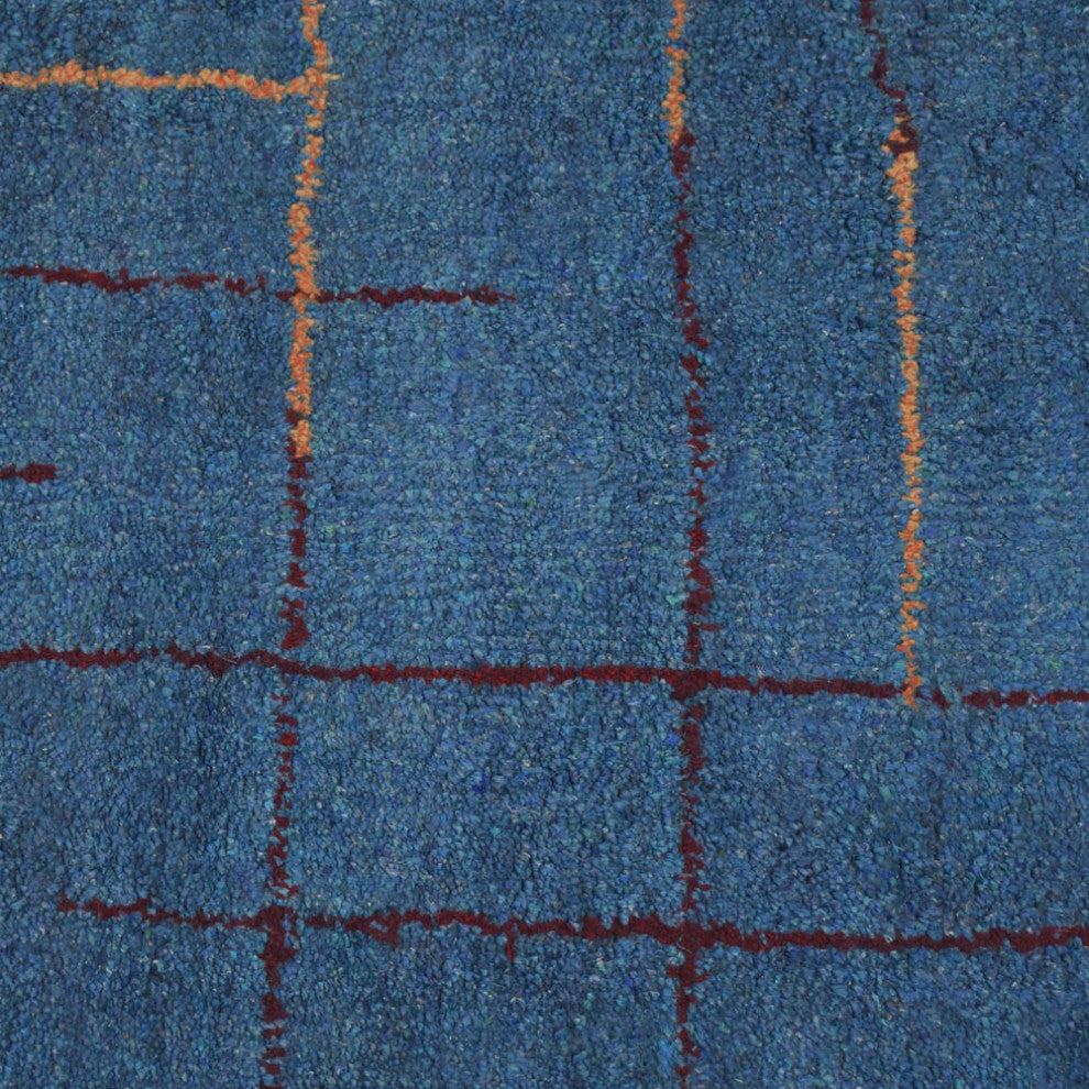 HAND KNOTTED LOOM SILK ECO-FRIENDLY RUGS-5'x8',Rectangle,Blue Red,Contemporary