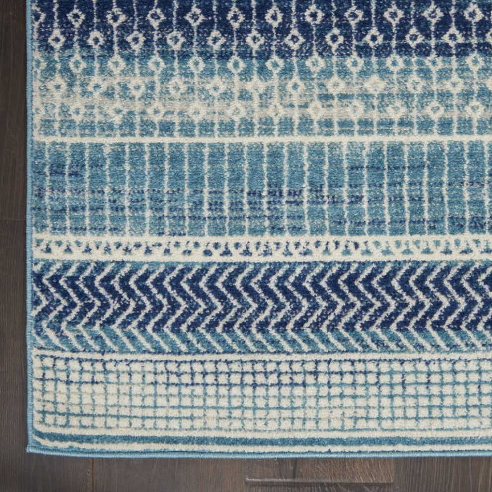 5' X 7' Navy Blue Southwestern Power Loom Area Rug
