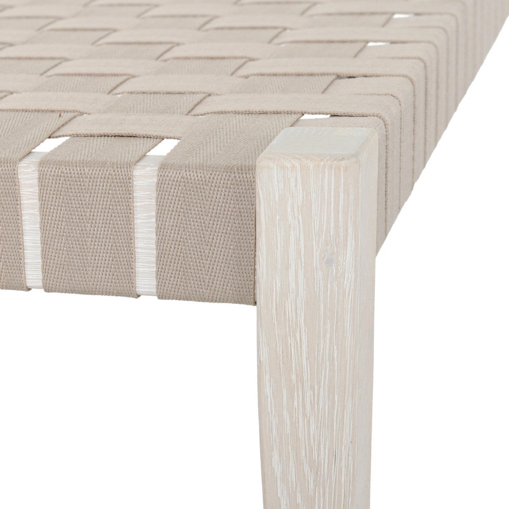 Orlando 62" Oak Wood Bench by Kosas Home, White