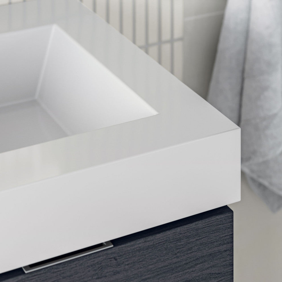 Boutique Bath Vanity, Gray Oak, 60", Double Sink, Wall Mount