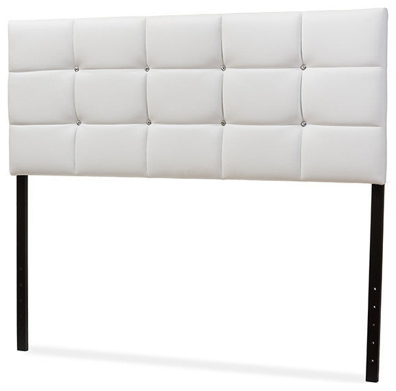 Bordeaux Modern White Faux Leather Queen Size Headboard