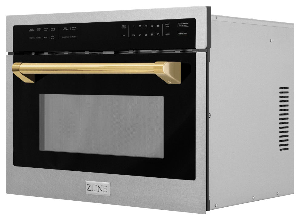 ZLINE 24" Microwave Oven, DuraSnow With Gold MWOZ-24-SS-G