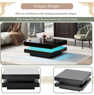 Gewnee High Gloss Minimalist Design With Plug-In 16-Color Led Lights