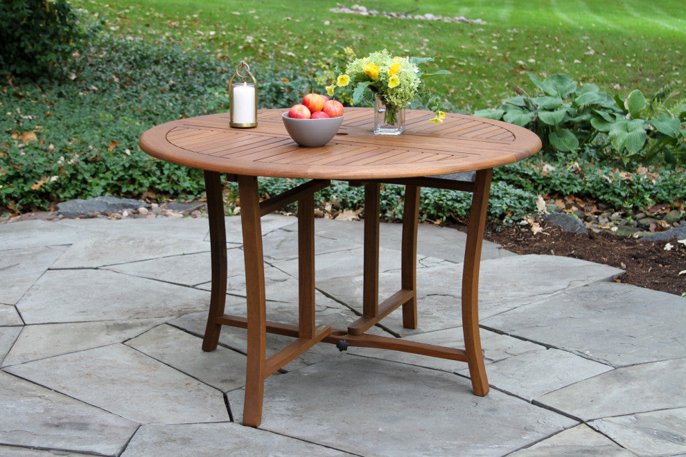 Outdoor Interiors Round Eucalyptus Folding Table, 48
