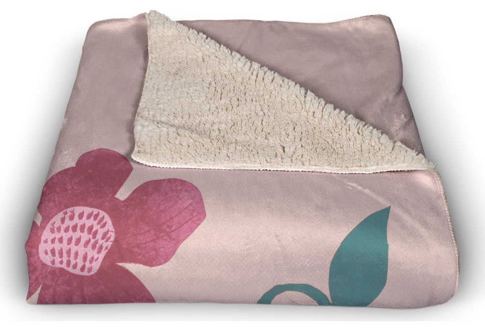 Pink Florals 50x60 Coral Fleece Blanket