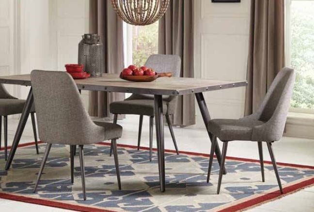 Levitt gray Upholstered Dining Side Chair with Gunmetal Finish Legs, Set of 2