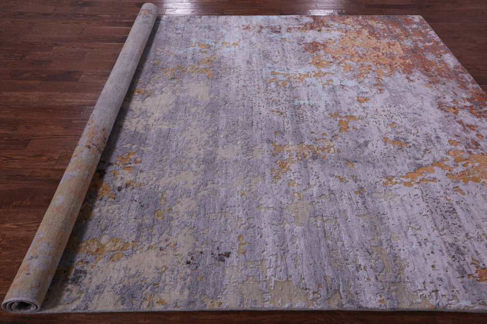 Wool & Silk Abstract Hand Knotted Rug 8' 0" X 10' 1" - Q15794
