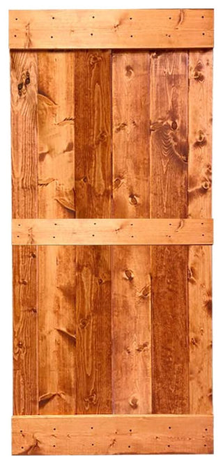 Stained Solid Pine Wood Sliding Barn Door, Red Walnut, 24"x84", Mid-Bar