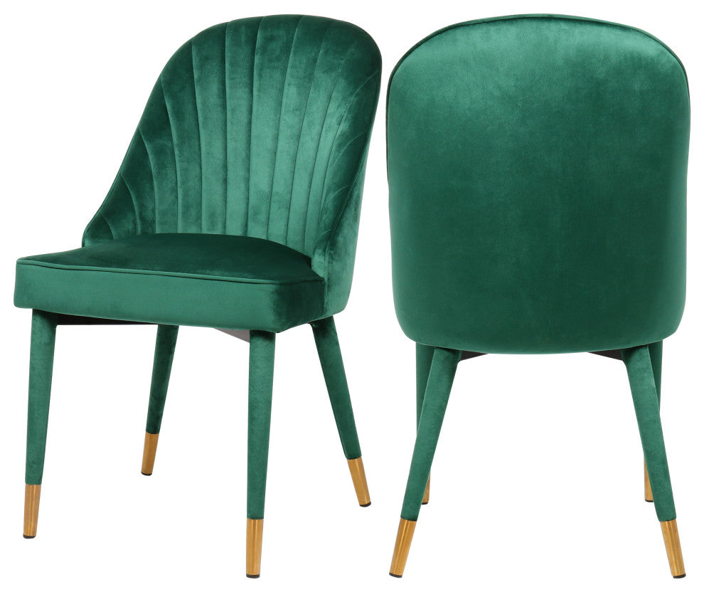 Belle Velvet Upholstered Dining Chair (Set of 2), Green