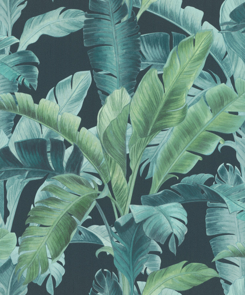 Orissa Dark Blue Palm Frond Wallpaper Bolt