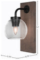 Oxbridge Wall Sconce, MatteBlack & Painted Distressed Metal, 5.75" Clear Bubble